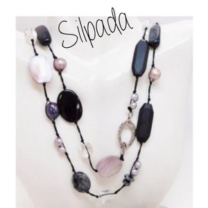 Silpada DOWNTOWN Sterling Silver Black Hematite Pearl 35" Necklace N1796